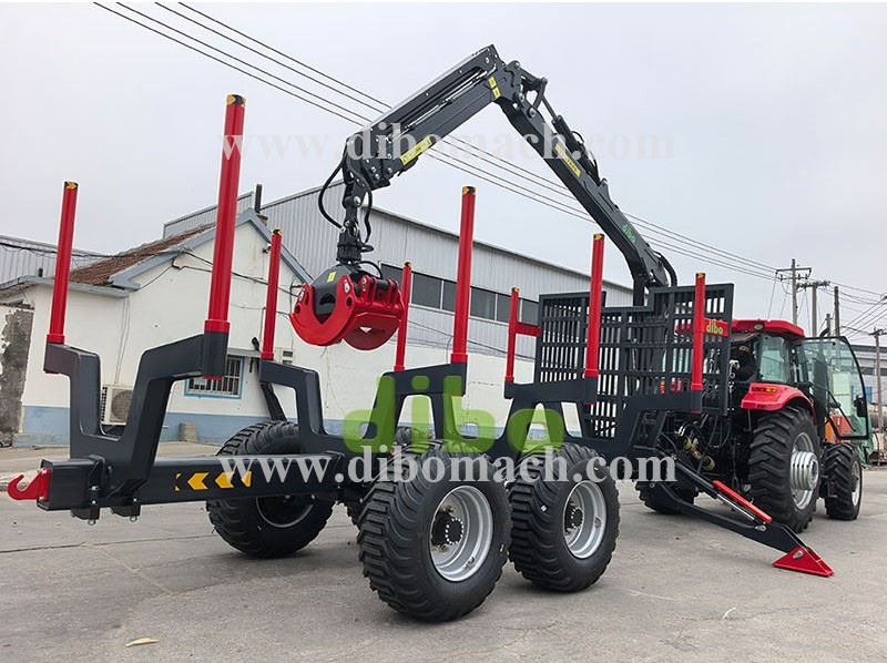 Load 35000lb Log Trailer With 28ft Crane With For Professional Forestry Use factory